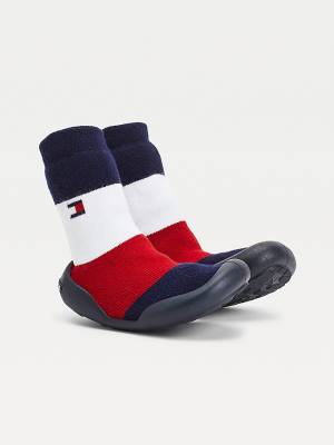 Tommy Hilfiger Knitted Signature Papucs Sock Bakancs Fiú Kék | TH081LRF