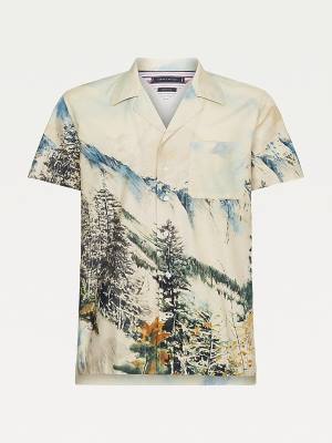 Tommy Hilfiger Landscape Print Regular Rövid Sleeve Ingek Férfi Bézs | TH267EXU