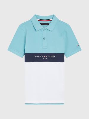 Tommy Hilfiger Logo Colour-Blocked Polo Póló Fiú Fehér | TH682SOR