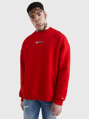 Tommy Hilfiger Logo Dropped Shoulders Pulóver Férfi Piros | TH860GAN