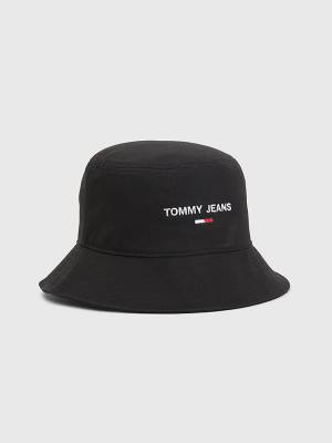 Tommy Hilfiger Logo Embroidery Bucket Kalap Női Fekete | TH609VIF