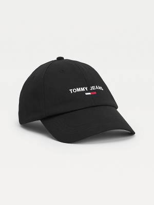 Tommy Hilfiger Logo Embroidery Cap Kalap Férfi Fekete | TH859VQF