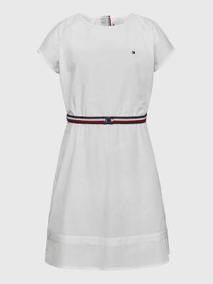 Tommy Hilfiger Logo Embroidery Fit & Flare Ruha Lány Fehér | TH240XKE