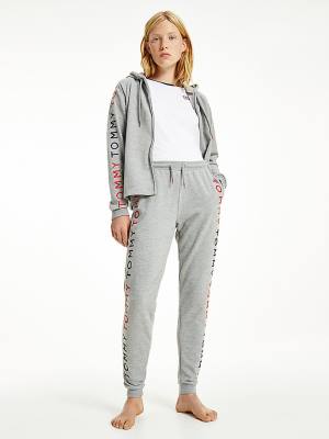 Tommy Hilfiger Logo Embroidery Tapered Joggers Nadrág Női Szürke | TH392ZUK