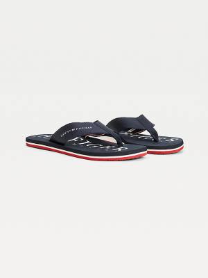 Tommy Hilfiger Logo Flip-Flops Szandál Férfi Kék | TH475DKV