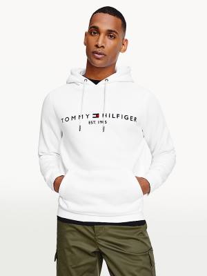 Tommy Hilfiger Logo Kapucnis Pulóver Férfi Fehér | TH615JEG