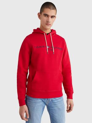 Tommy Hilfiger Logo Kapucnis Pulóver Férfi Piros | TH768EAB