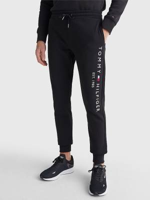 Tommy Hilfiger Logo Organic Pamut Joggers Nadrág Férfi Fekete | TH893ELK