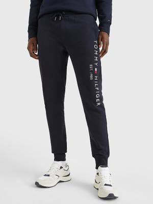 Tommy Hilfiger Logo Organic Pamut Joggers Nadrág Férfi Kék | TH971SON