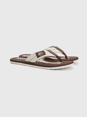 Tommy Hilfiger Logo Patch Flip-Flops Szandál Férfi Bézs | TH431CXJ