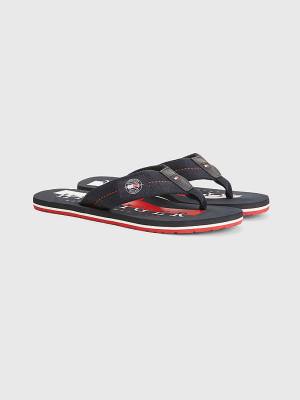 Tommy Hilfiger Logo Patch Flip-Flops Szandál Férfi Kék | TH461ZQC