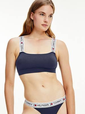 Tommy Hilfiger Logo Pántos Bralette Fehérnemű Női Kék | TH315YAO