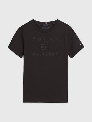 Tommy Hilfiger Logo Póló Fiú Fekete | TH035IWU