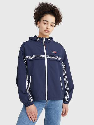 Tommy Hilfiger Logo Tape Chicago Windbreaker Kabát Női Kék | TH156CYQ