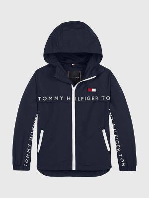 Tommy Hilfiger Logo Tape Chicago Windbreaker Kabát Lány Kék | TH537OVQ