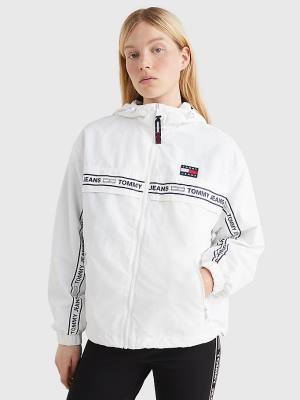 Tommy Hilfiger Logo Tape Chicago Windbreaker Kabát Női Fehér | TH593HPG