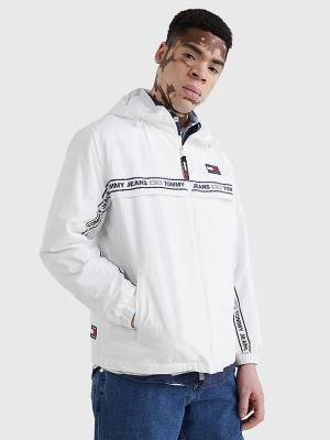 Tommy Hilfiger Logo Tape Chicago Windbreaker Kabát Férfi Fehér | TH807TID