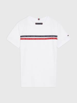 Tommy Hilfiger Logo Tape Organic Pamut Póló Fiú Fehér | TH109IYS