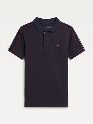 Tommy Hilfiger Logo Tape Polo Póló Fiú Kék | TH487CAQ