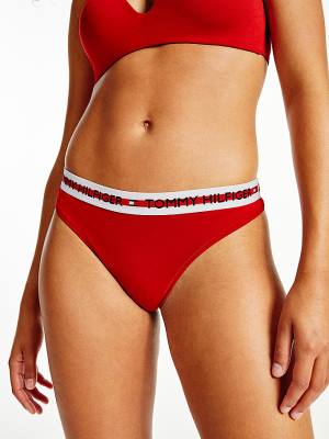 Tommy Hilfiger Logo Tape Stretch Tanga Fehérnemű Női Piros | TH302IWT