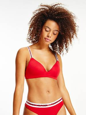 Tommy Hilfiger Logo Tape Triangle Bra Fehérnemű Női Piros | TH109GEJ