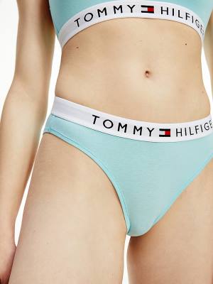 Tommy Hilfiger Logo Waistband Stretch Pamut Briefs Fehérnemű Női Kék | TH271LMC