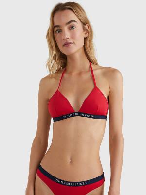 Tommy Hilfiger Logo Waistband Triangle Bikini Top Fürdőruha Női Piros | TH741BAN