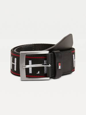 Tommy Hilfiger Logo Webbing Öv Férfi Fekete | TH267GHY