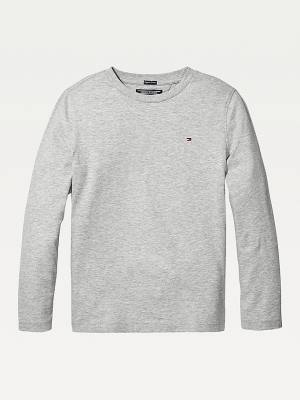 Tommy Hilfiger Long-Sleeve Organic Pamut Póló Fiú Szürke | TH910EDV