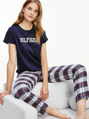 Tommy Hilfiger Lounge Organic Pamut Póló Női Kék | TH196TYF