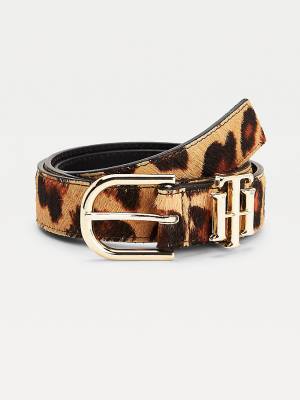 Tommy Hilfiger Luxe Calf-Hair Bőr Öv Női Bézs | TH467IWU