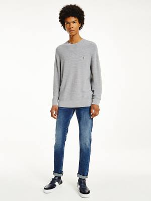 Tommy Hilfiger Luxury Wool Textured Jumper Pulóverek Férfi Szürke | TH928YCE