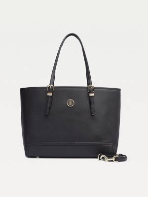 Tommy Hilfiger Medium Monogram Logo Tote Táska Női Fekete | TH638AHJ