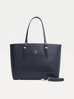 Tommy Hilfiger Medium Monogram Logo Tote Táska Női Kék | TH974XLY