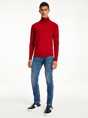 Tommy Hilfiger Merino Wool Roll Neck Jumper Pulóverek Férfi Piros | TH042OQA