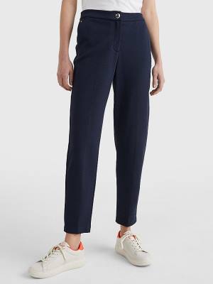 Tommy Hilfiger Michelle Textured Tapered Nadrág Női Kék | TH651FQM