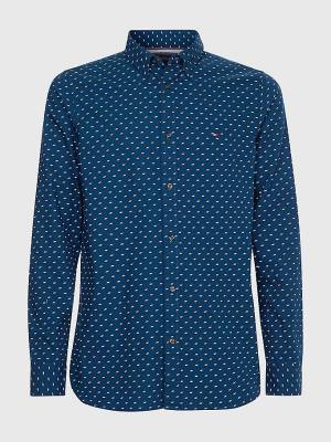 Tommy Hilfiger Micro Print Poplin Slim Fit Ingek Férfi Kék | TH931SUT