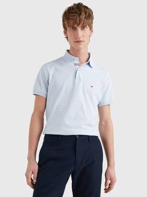 Tommy Hilfiger Micro Print Slim Fit Póló Férfi Kék | TH901LSQ