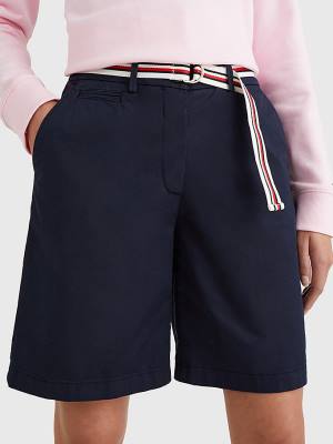 Tommy Hilfiger Mid Rise Chino Rövidnadrág Női Kék | TH496ZWA