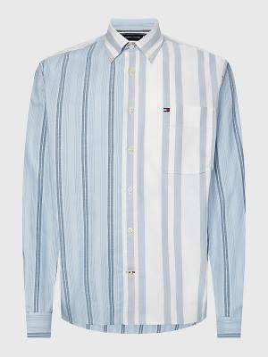 Tommy Hilfiger Mixed Stripe Oxford Ingek Férfi Kék | TH943FCV