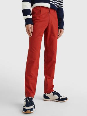 Tommy Hilfiger Modern Relaxed Fit Poplin Chinos Nadrág Férfi Piros | TH709QNB