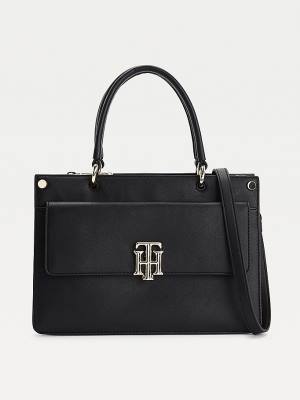 Tommy Hilfiger Monogram Lock Satchel Táska Női Fekete | TH152KUE