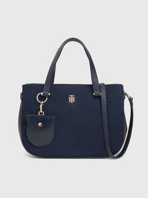 Tommy Hilfiger Monogram Plaque Satchel Táska Női Kék | TH821EPB