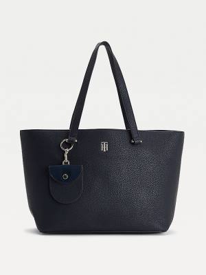 Tommy Hilfiger Monogram Plaque Tote Táska Női Kék | TH362WYS