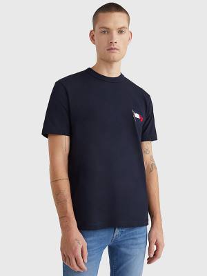 Tommy Hilfiger Motion Flag Embroidery Póló Férfi Kék | TH371WPL