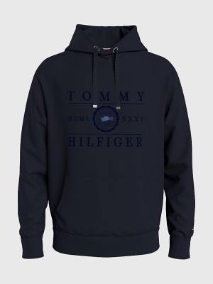 Tommy Hilfiger Motion Flag Logo Kapucnis Pulóver Férfi Kék | TH157XQV