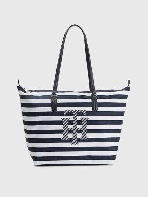 Tommy Hilfiger Nylon Stripe Tote Táska Női Kék | TH398BWK