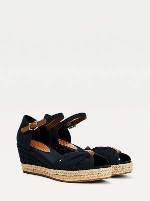 Tommy Hilfiger Open Toe Mid Éktalpú Espadrille Szandál Női Kék | TH947BGV