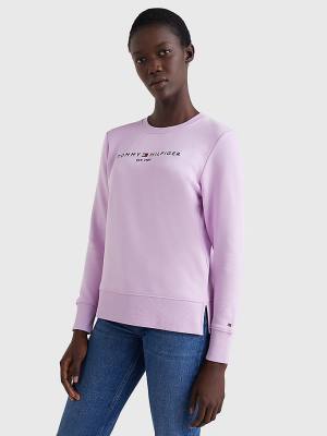 Tommy Hilfiger Organic Pamut Crew Neck Pulóver Női Lila | TH873WBR