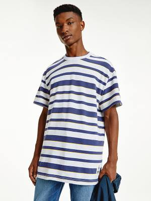 Tommy Hilfiger Organic Pamut Double Collar Stripe Póló Férfi Szürke | TH651SUM